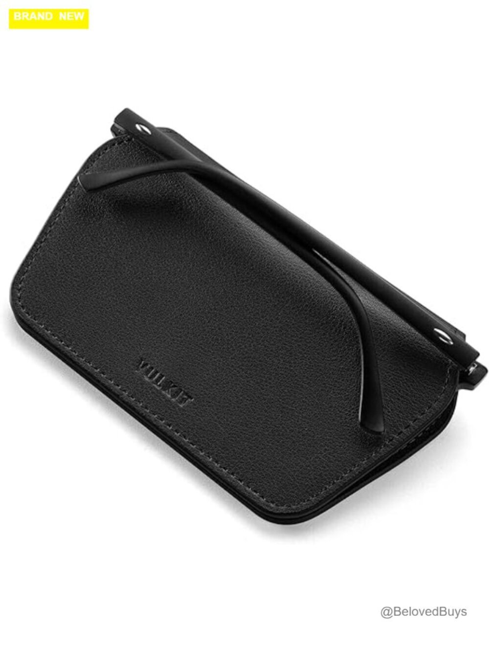 Leather Glasses Case Ultra Slim Two Fixing Modes Fits Most Eyeglasses Sunglasses
